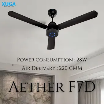 XUGA Aether F7D 28W 5 Star 380rpm Black BLDC 3 Blade Ceiling Fan with Remote & 2 Years Warranty on Motor, Sweep: 1200 mm