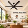 XUGA Jovian F6D 32W 5 Star 320rpm Black BLDC 6 Blade Ceiling Fan with Remote & Copper Motor, Sweep: 1200 mm | 5 year Warranty