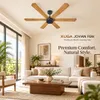 XUGA Jovian F6W 32W 5 Star 320rpm Wooden BLDC 6 Blade Ceiling Fan with Remote & Copper Motor, Sweep: 1200 mm | 5 Year Warranty