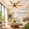 XUGA Jovian F6W 32W 5 Star 320rpm Wooden BLDC 6 Blade Ceiling Fan with Remote & Copper Motor, Sweep: 1200 mm | 5 Year Warranty