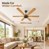 XUGA Jovian F6W 32W 5 Star 320rpm Wooden BLDC 6 Blade Ceiling Fan with Remote & Copper Motor, Sweep: 1200 mm | 5 Year Warranty