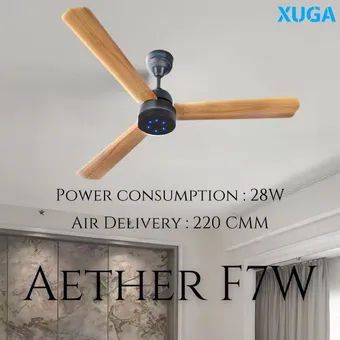 XUGA Aether F7W 28W 5 Star 380rpm Wooden BLDC 3 Blade Ceiling Fan with Remote & 2 Years Warranty on Motor, Sweep: 1200 mm