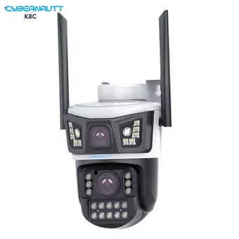 Cybernautt K8C 8MP Outdoor 4G Dual-Lens PTZ CCTV Camera- 355 deg Pan-Tilt, 10x Zoom, 4MP+4MP, Colour Night Vision, Two-Way Audio, Waterproof, H.265+, AI Motion Detect, Alarm, Storage up to 128GB
