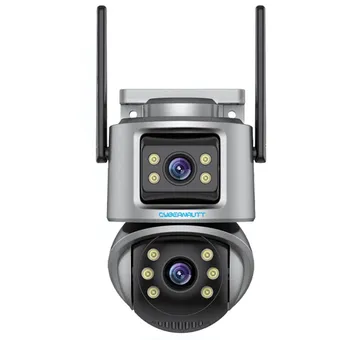 Cybernautt I8M 4MP+4MP 1920x1080p UHD Dual Lens Smart W-Fi Camera with Two Way Audio Motion Track Alarm Night Vision IP66 Weather Proof & SD Support upto 128GB