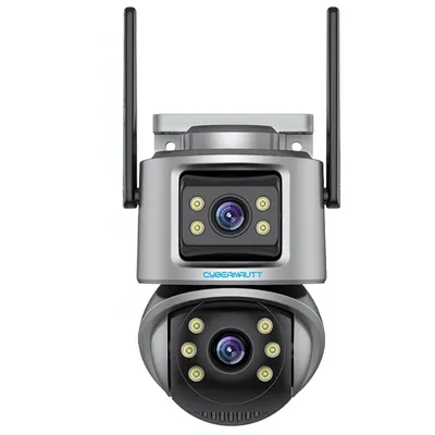Cybernautt I8M 4MP+4MP 1920x1080p UHD Dual Lens Smart W-Fi Camera with Two Way Audio Motion Track Alarm Night Vision IP66 Weather Proof & SD Support upto 128GB