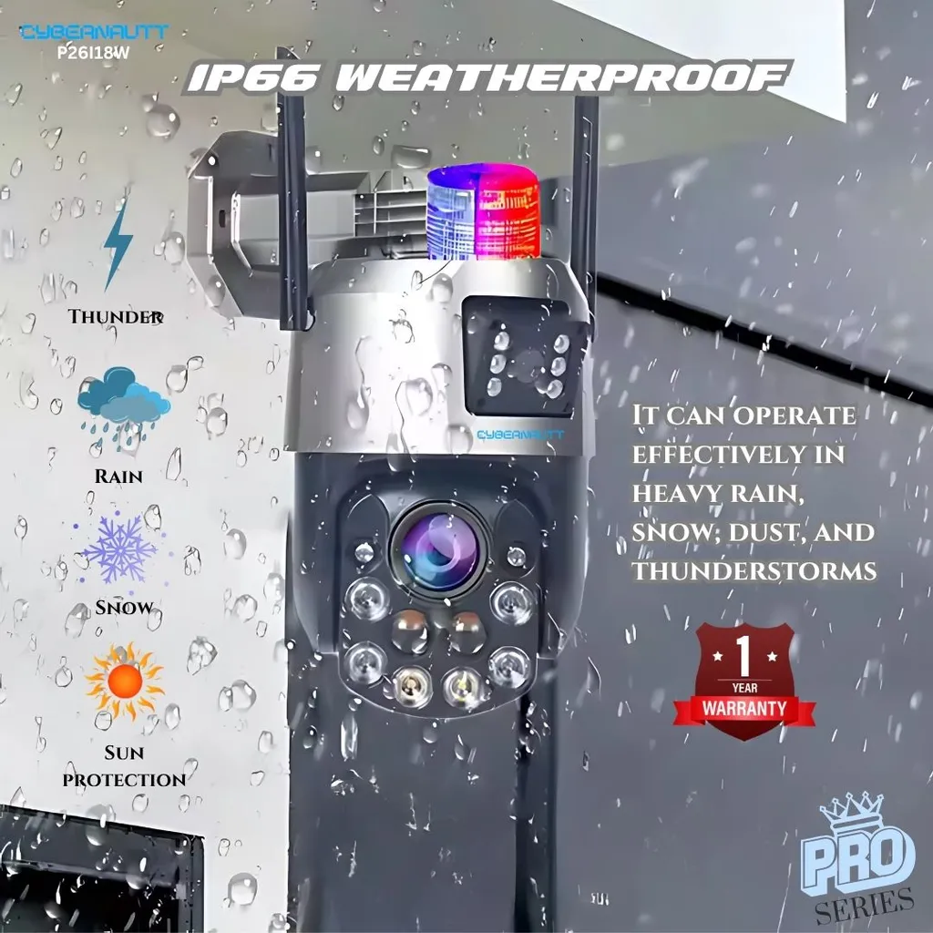 Cybernautt P26I18W Pro 3MP+3MP Dual-Lens CCTV Camera- 18x Optical Zoom, Wi-Fi, Starlight Colour Night Vision, Human Tracking, 60m IR, 2-Way Audio, Alarm