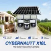 Cybernautt X18L 12MP 3 Lens PTZ Solar 4G Sim Wireless Outdoor CCTV Camera with Three Side View | 360° | Night Vision | All 3 Lens App Control | Motion Detection, Motion Tracking