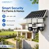 Cybernautt X18L 12MP 3 Lens PTZ Solar 4G Sim Wireless Outdoor CCTV Camera with Three Side View | 360° | Night Vision | All 3 Lens App Control | Motion Detection, Motion Tracking