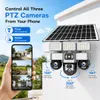 Cybernautt X18L 12MP 3 Lens PTZ Solar 4G Sim Wireless Outdoor CCTV Camera with Three Side View | 360° | Night Vision | All 3 Lens App Control | Motion Detection, Motion Tracking