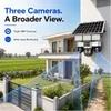 Cybernautt X18L 12MP 3 Lens PTZ Solar 4G Sim Wireless Outdoor CCTV Camera with Three Side View | 360° | Night Vision | All 3 Lens App Control | Motion Detection, Motion Tracking