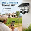 Cybernautt X18L 12MP 3 Lens PTZ Solar 4G Sim Wireless Outdoor CCTV Camera with Three Side View | 360° | Night Vision | All 3 Lens App Control | Motion Detection, Motion Tracking