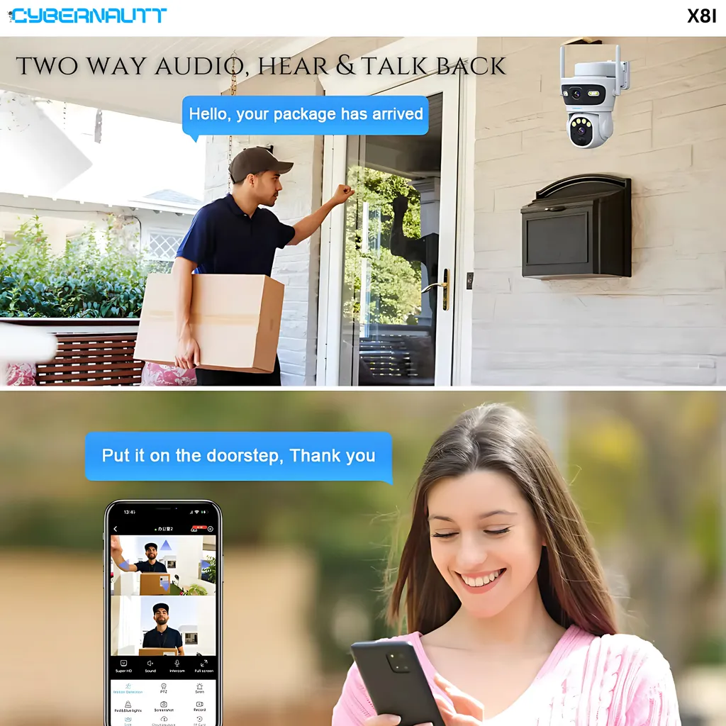 Cybernautt X8I 8MP  4G Solar Sim Camera with Dual Lens Night Vision & 2-Way Audio , All time recording , Low FR recording ,& Support SD Upto 256GB