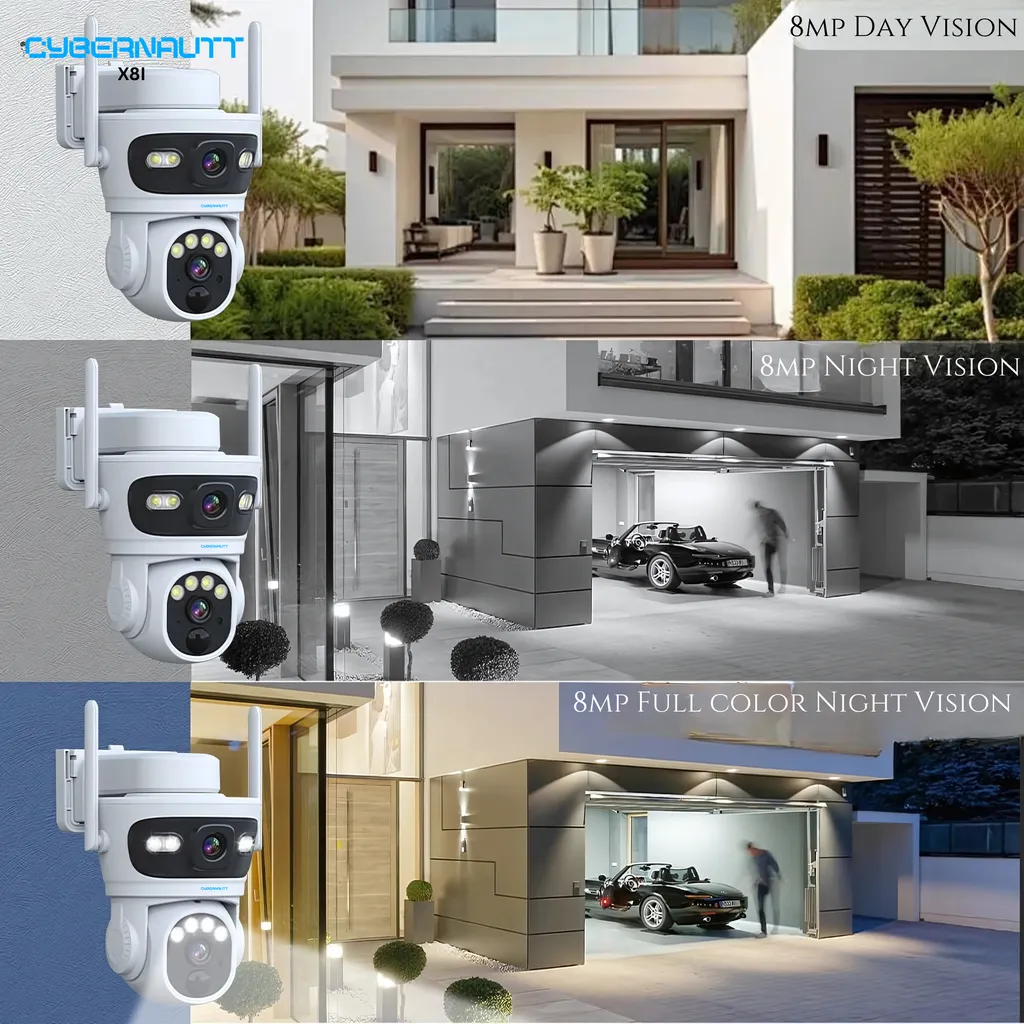 Cybernautt X8I 8MP  4G Solar Sim Camera with Dual Lens Night Vision & 2-Way Audio , All time recording , Low FR recording ,& Support SD Upto 256GB