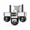 Cybernautt K18Z (6+6+6) MP 3 Lens PTZ 4G Sim Wireless Outdoor CCTV Camera with Three Side View | 360° | Night Vision | Motion Detection| Siren Alarm| Outdoor | Gym | Farm