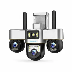 Cybernautt K18Z (6+6+6) MP 3 Lens PTZ 4G Sim Wireless Outdoor CCTV Camera with Three Side View | 360° | Night Vision | Motion Detection| Siren Alarm| Outdoor | Gym | Farm