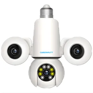 Cybernautt V12B 4MP+4MP+4MP UHD Triple Lens Light Bulb Smart Wi-Fi Camera with Motion/Human Detect, Night Vision, Push Alarm, Two Way Audio & Support SD Upto 128GB