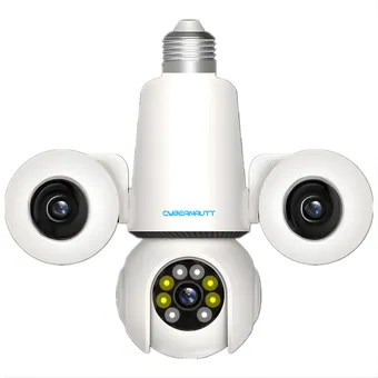 Cybernautt V12B 4MP+4MP+4MP UHD Triple Lens Light Bulb Smart Wi-Fi Camera with Motion/Human Detect, Night Vision, Push Alarm, Two Way Audio & Support SD Upto 128GB