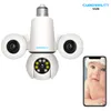 Cybernautt V12B 4MP+4MP+4MP UHD Triple Lens Light Bulb Smart Wi-Fi Camera with Motion/Human Detect, Night Vision, Push Alarm, Two Way Audio & Support SD Upto 128GB