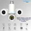 Cybernautt V12B 4MP+4MP+4MP UHD Triple Lens Light Bulb Smart Wi-Fi Camera with Motion/Human Detect, Night Vision, Push Alarm, Two Way Audio & Support SD Upto 128GB