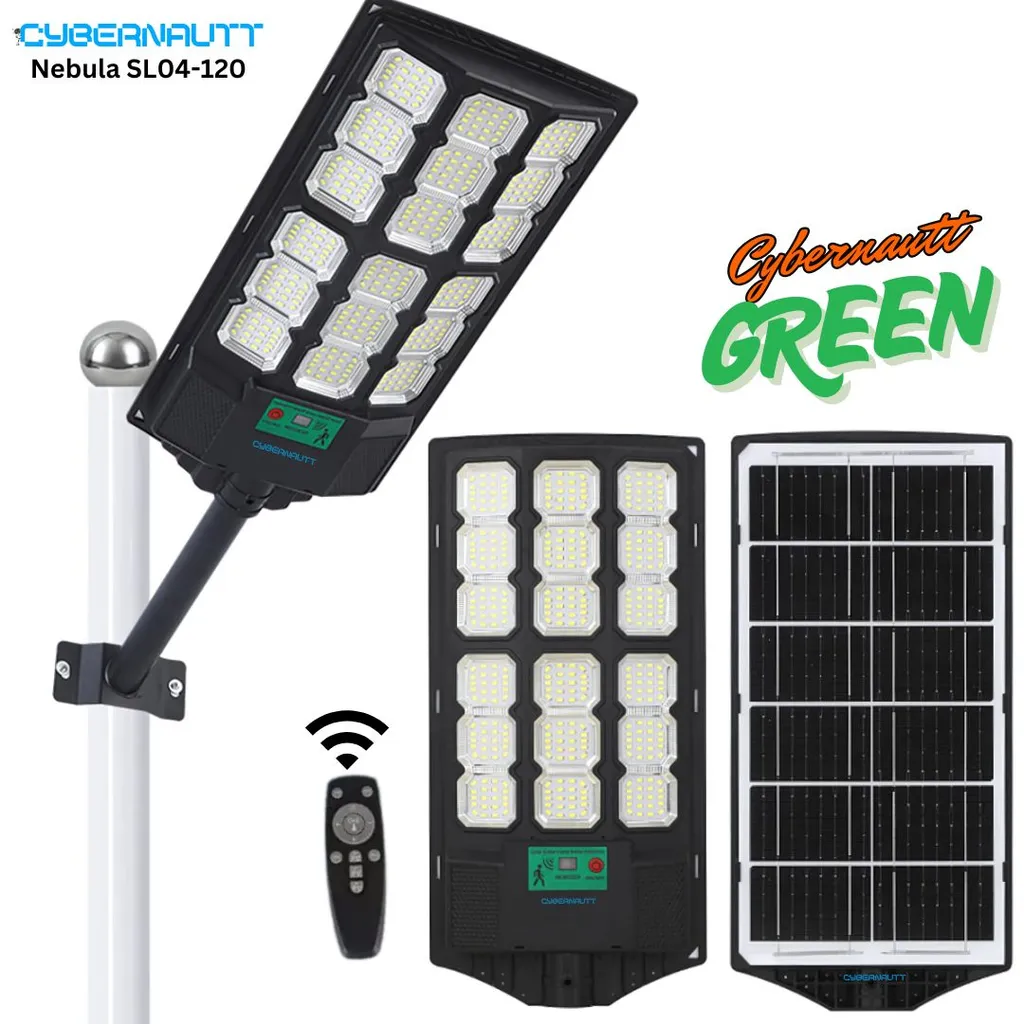 Cybernautt Nebula SL04-120 Solar Street Light 120W for Outdoor, Garden, Patio - 10000mAh Battery, IP65 Waterproof, Extreme Weather (-40°C to 50°C) |  6000K Daylight White