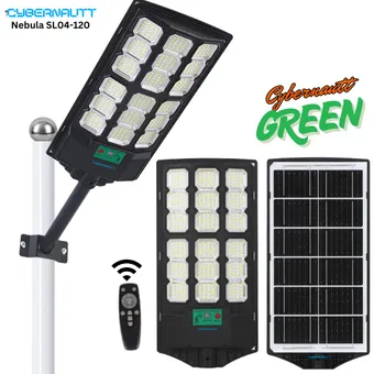 Cybernautt Nebula SL04-120 Solar Street Light 120W for Outdoor, Garden, Patio - 10000mAh Battery, IP65 Waterproof, Extreme Weather (-40°C to 50°C) |  6000K Daylight White