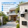 Cybernautt Z6A Security Camera, 5MP Triple Lens PTZ Outdoor Camera, 355° Pan 90° Tilt, Color Night Vision, Dual-Band WiFi, Two-Way Audio, Motion Tracking, Human Detection, IP65 Waterproof, Cloud/TF Storage
