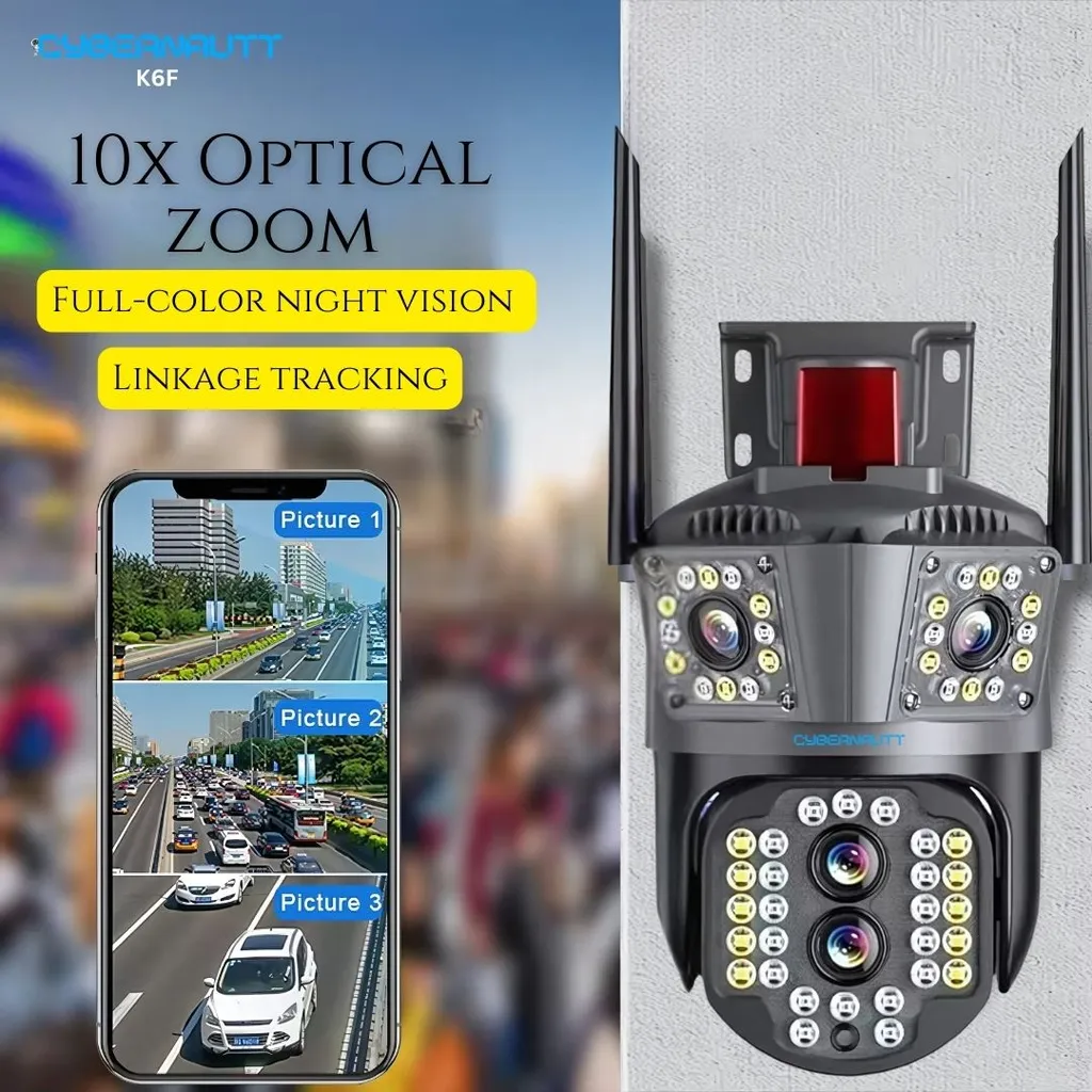 Cybernautt K6F 8MP 4G Dual-Lens PTZ CCTV Camera- 355 deg Pan-Tilt, Colour Night Vision, AI Human Detection, 2-Way Audio, Alarm, up to 128GB