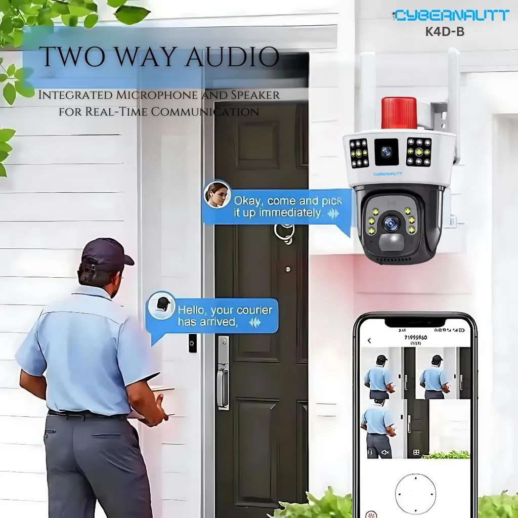 Cybernautt K4D-B 4MP 1920x2161p Battery Powered Outdoor 4G Sim Camera with Dual Lens, Human Tracking, Night Vision & Siren