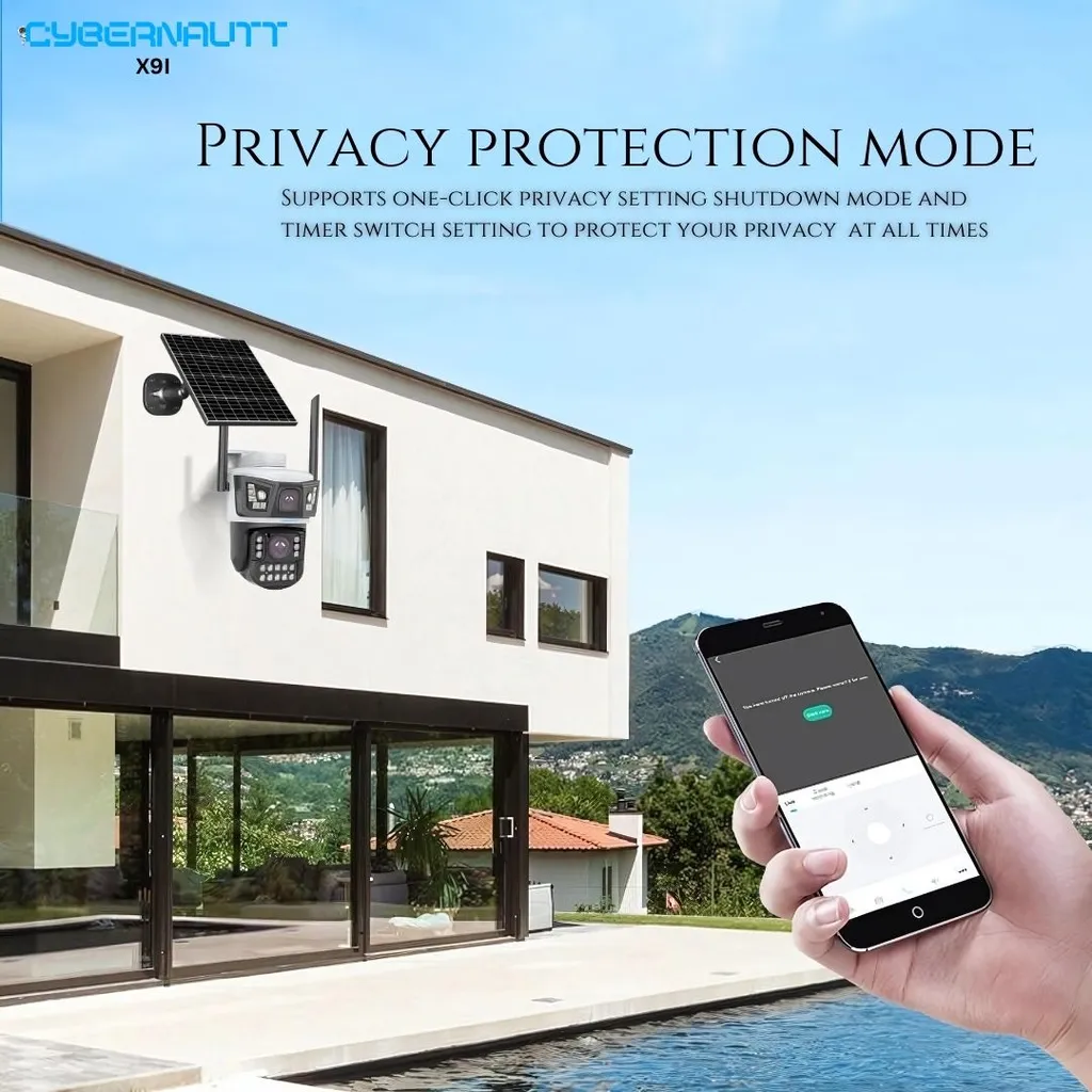 Cybernautt X9I 4MP+4MP 5V 2A CMOS Solar 4G SIM Outdoor Security Camera with Dual Lens & Human Detection