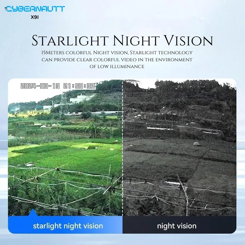 Cybernautt X9I 4MP+4MP 5V 2A CMOS Solar 4G SIM Outdoor Security Camera with Dual Lens & Human Detection