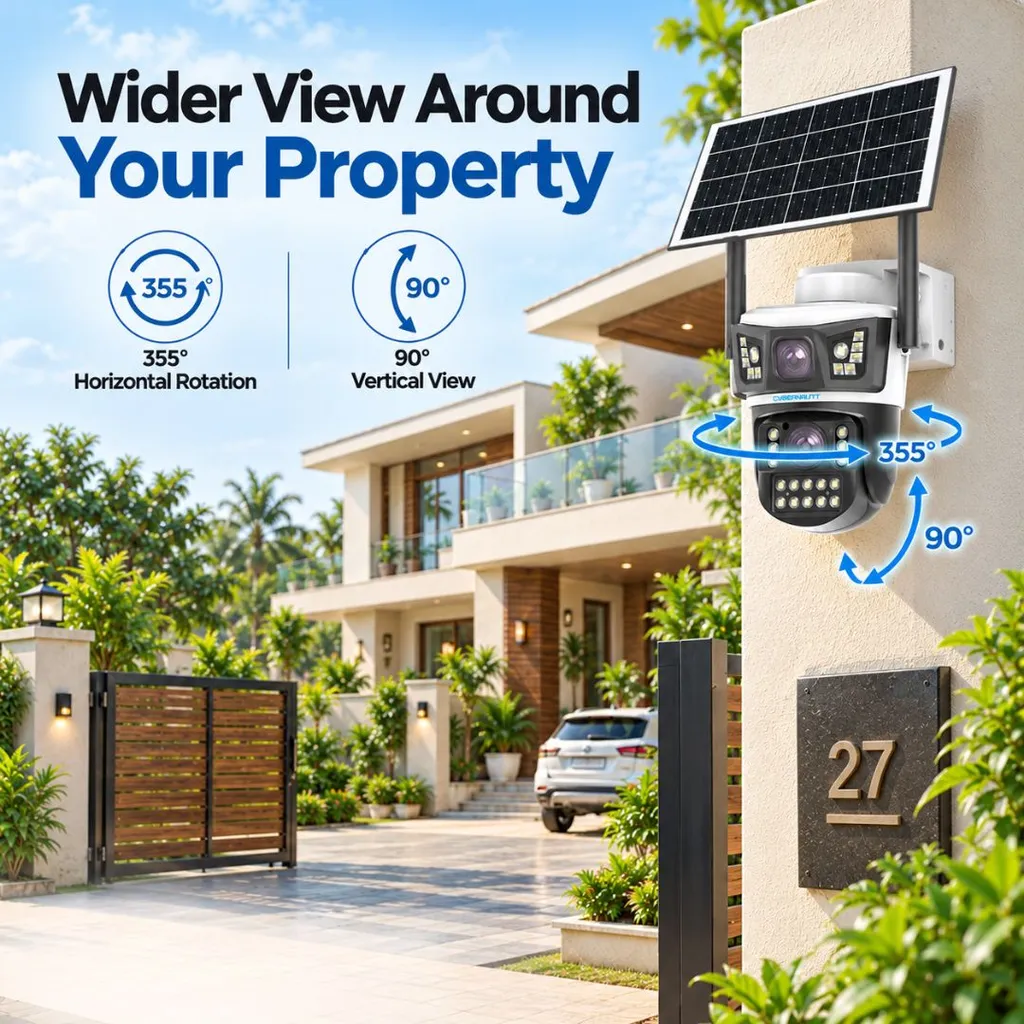 Cybernautt X9I 4MP+4MP  Solar 4G SIM Outdoor Security Camera with Dual Lens & Human Detection