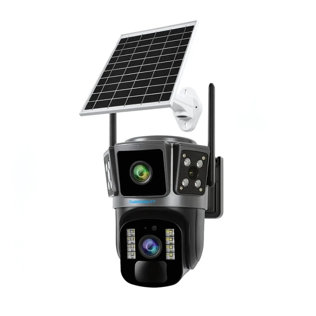 Cybernautt X110 4MP+4MP 5V 2A CMOS Outdoor Security Solar Sim Camera with Dual Lens & Human Motion Tracking