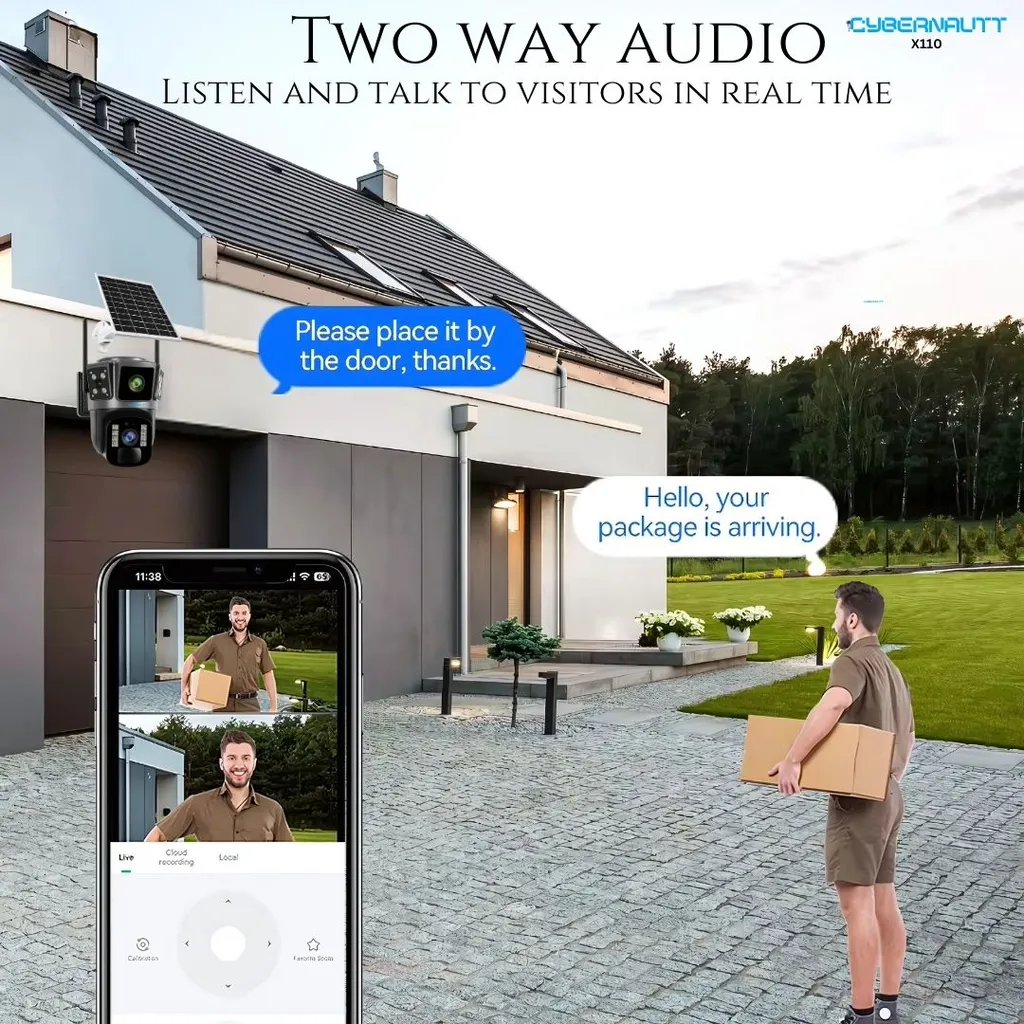 Cybernautt X110 4MP+4MP 5V 2A CMOS Outdoor Security Solar Sim Camera with Dual Lens & Human Motion Tracking