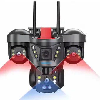 Cybernautt K10Z-B 4G LTE Outdoor Security Camera- 12MP Triple Lens, 355 deg Pan/Tilt, PIR Human Detection, Battery Powered, Night Vision, 2-Way Audio, Supports up to 128GB TF Card