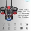 Cybernautt K10Z-B 4G LTE Outdoor Security Camera- 12MP Triple Lens, 355 deg Pan/Tilt, PIR Human Detection, Battery Powered, Night Vision, 2-Way Audio, Supports up to 128GB TF Card