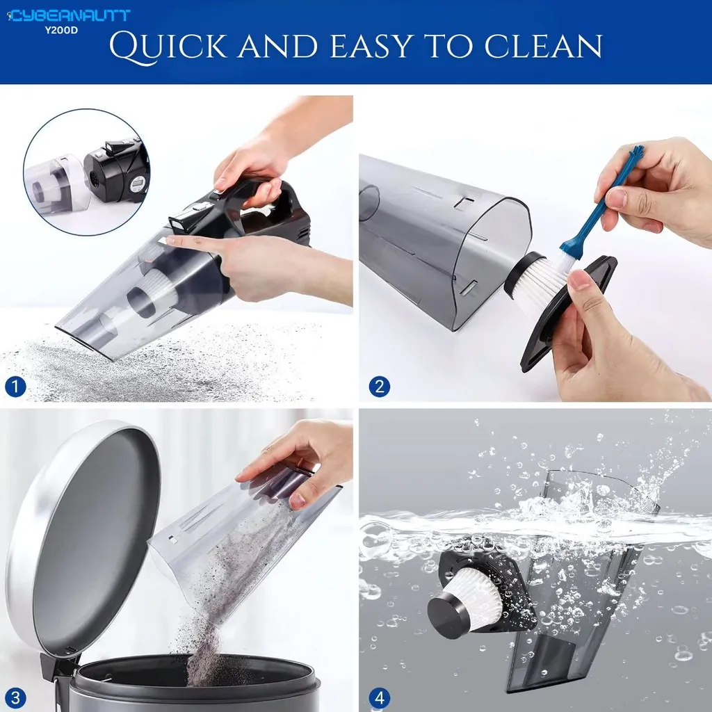 Cybernautt Y200D 130W 12VDC Portable Car Vacuum Cleaner Cum Tyre Inflator with LED Light for Car & Bike