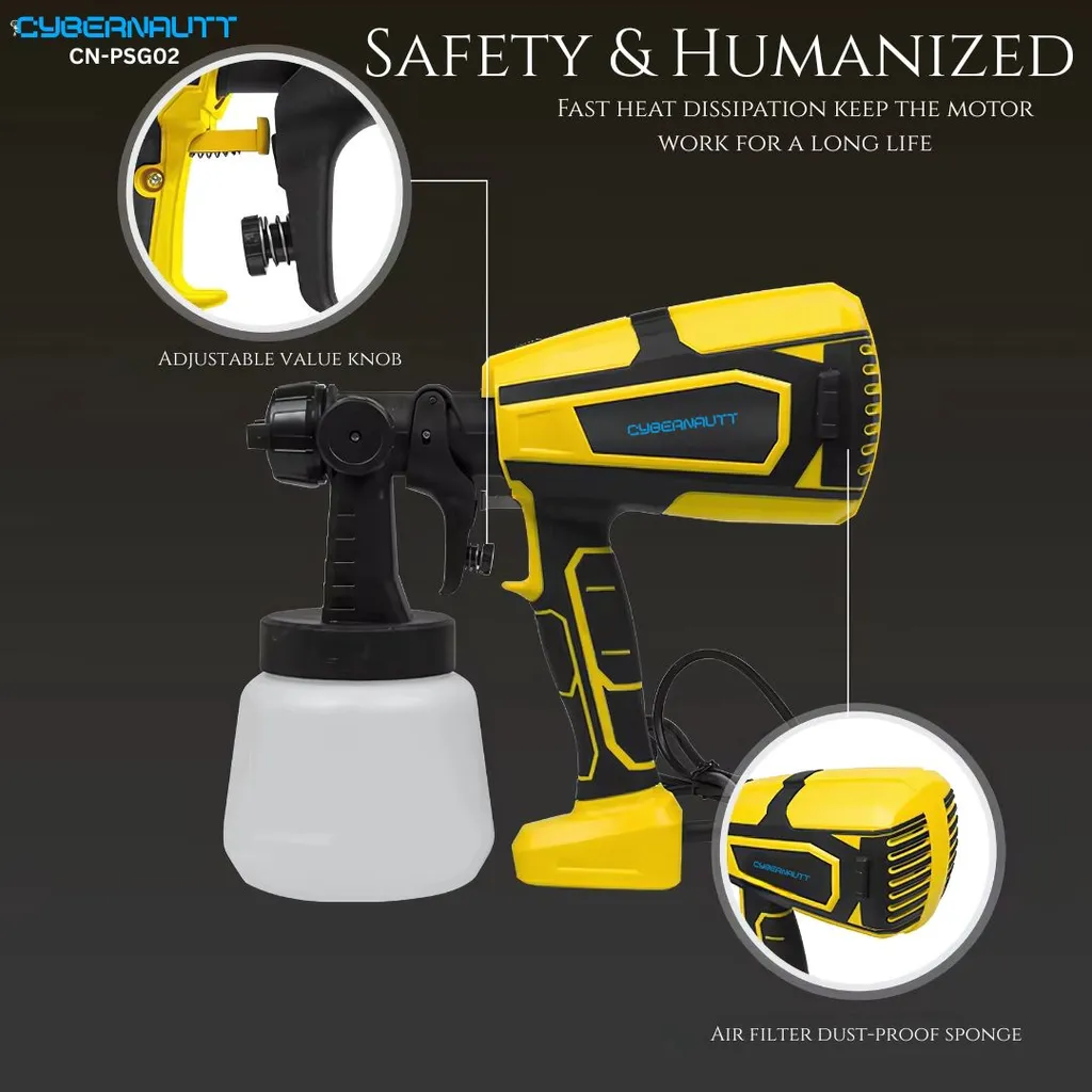 Cybernautt 600W Yellow Electric High Power Paint Sprayer Gun with 800ml Container, CN-PSG02