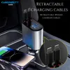 Cybernautt CA03 120W 3A Retractable Car Charger with USB & Type-C