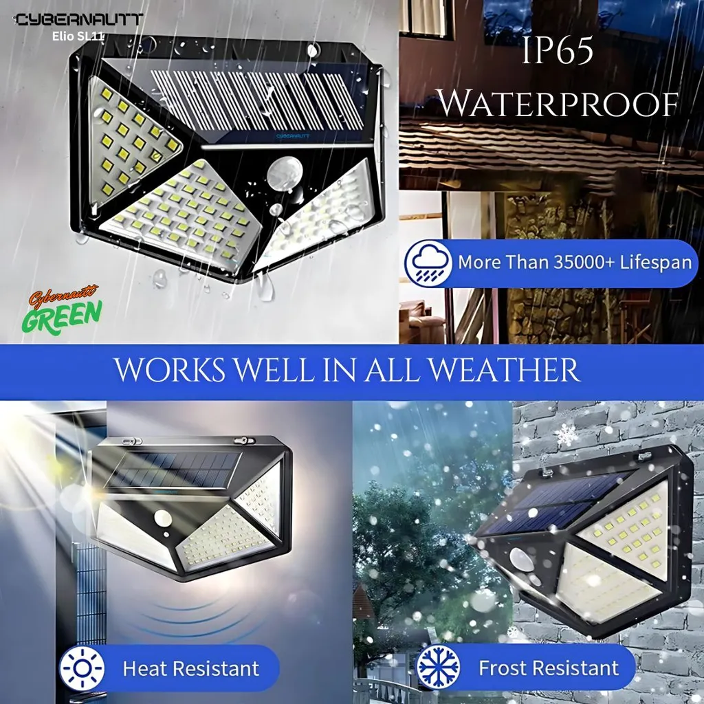 Cybernautt Elio SL11 Solar Lights Outdoor Super Bright 1000LM, LED Strip Modern Garden Lights with Motion Sensor, 6500K Daylight, 1800mAh Battery, 30,000H Lifespan, 120° Sensing Angle