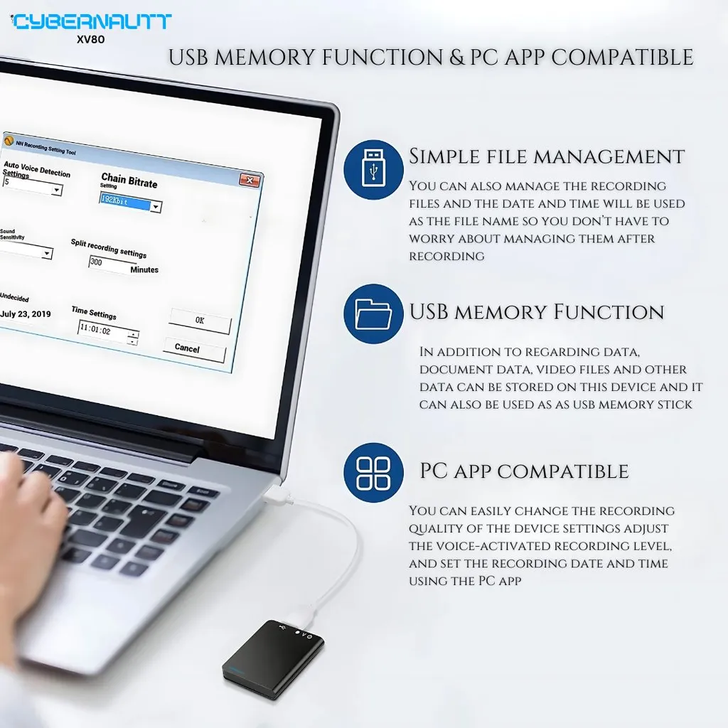 Cybernautt XV80 30hrs Mini Voice Recorder