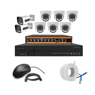 Cybernautt 3MP Full HD Indoor & Outdoor Network IP Combo Kit with 10Ch NVR, 6D 2B Full HD Camera, 8Ch POE, 100m Copper LAN Cable & Connectors