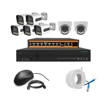 Cybernautt 3MP Full HD Indoor & Outdoor Network IP Combo Kit with 10Ch NVR, 5B 2D Full HD Camera, 8Ch POE, 100m Copper LAN Cable & Connectors
