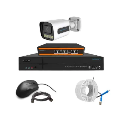 Cybernautt 3MP Full HD Indoor & Outdoor Network IP Combo Kit with 10Ch NVR, 1Bullet Full HD Camera, 4Ch POE, 100m Copper LAN Cable & Connectors