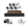 Cybernautt 3MP Full HD Indoor & Outdoor Network IP Combo Kit with 10Ch NVR, 5Bullet Full HD Camera, 8Ch POE, 100m Copper LAN Cable & Connectors