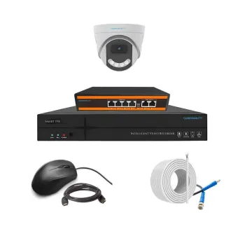 Cybernautt 3MP Full HD Indoor & Outdoor Network IP Combo Kit with 10Ch NVR, 1Dome Full HD Camera, 4Ch POE, 100m Copper LAN Cable & Connectors