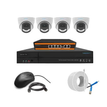 Cybernautt 3MP Full HD Indoor & Outdoor Network IP Combo Kit with 10Ch NVR, 4Dome Full HD Camera, 4Ch POE, 100m Copper LAN Cable & Connectors