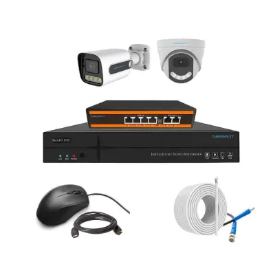 Cybernautt 3MP Full HD Indoor & Outdoor Network IP Combo Kit with 10Ch NVR, 1D 1B Full HD Camera, 4Ch POE, 100m Copper LAN Cable & Connectors