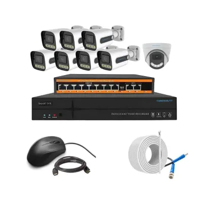 Cybernautt 3MP Full HD Indoor & Outdoor Network IP Combo Kit with 10Ch NVR, 7B 1D Full HD Camera, 8Ch POE, 100m Copper LAN Cable & Connectors