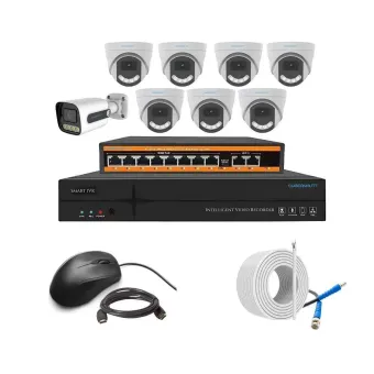Cybernautt 3MP Full HD Indoor & Outdoor Network IP Combo Kit with 10Ch NVR, 1B 7D Full HD Camera, 8Ch POE, 100m Copper LAN Cable & Connectors