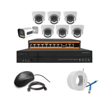 Cybernautt 3MP Full HD Indoor & Outdoor Network IP Combo Kit with 10Ch NVR, 1B 6D Full HD Camera, 8Ch POE, 100m Copper LAN Cable & Connectors